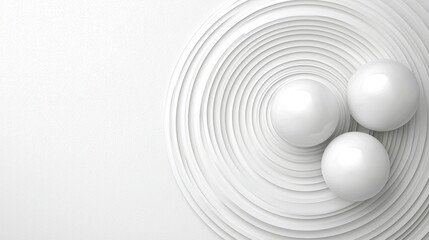 Three White Spheres on a White Zen Garden Design