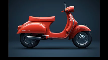 Fototapeten Red vintage scooter studio shot, transport, dark background © Erisna Yolanda