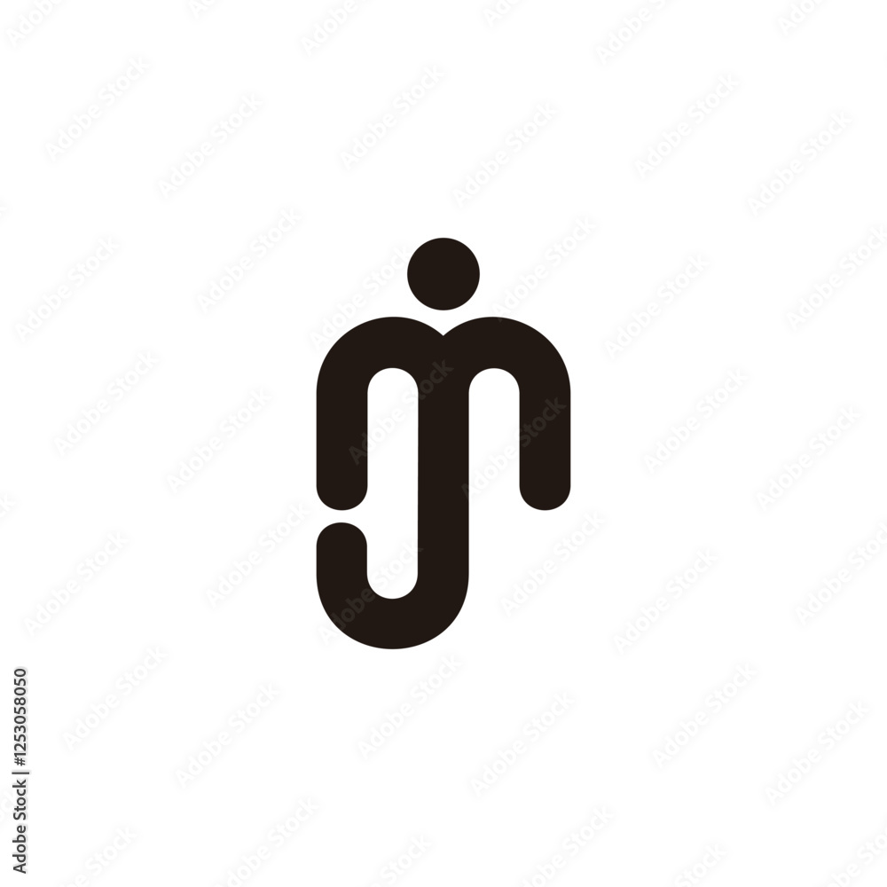 Poster letters mj simple loop dot curve logo vector