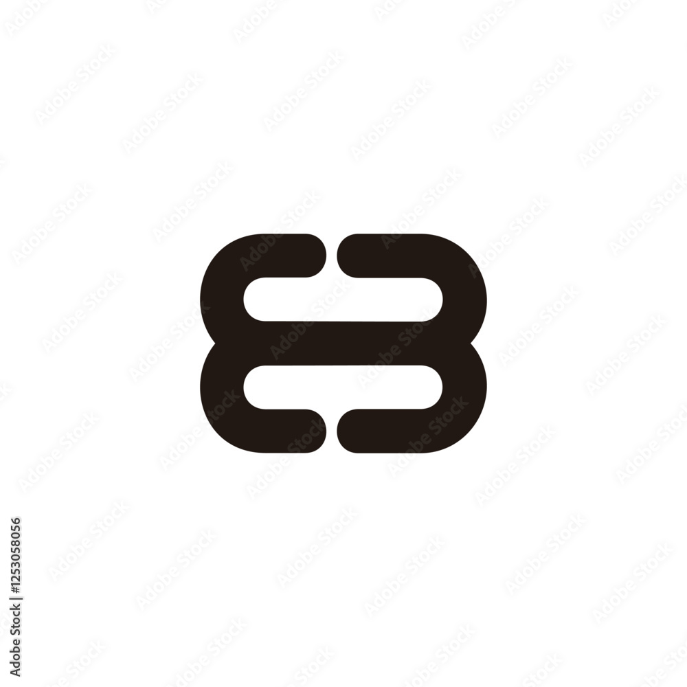 Poster letter eb linked curves loop motion simple logo vector