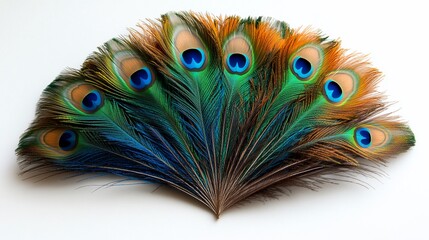Obraz premium Vibrant Peacock Feathers Fan Display