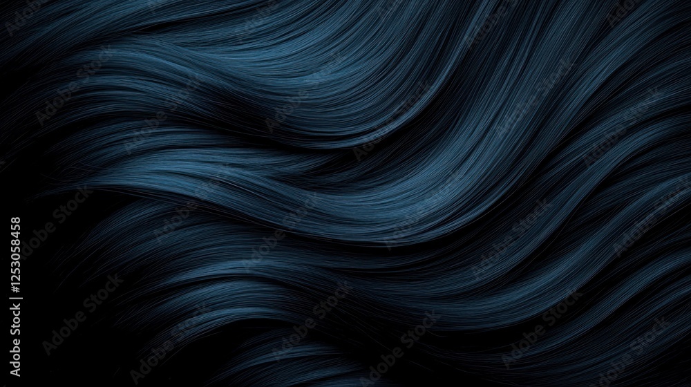 Poster an abstract design of flowing dark blue strands creating a smooth wave effect. ideal for backgrounds
