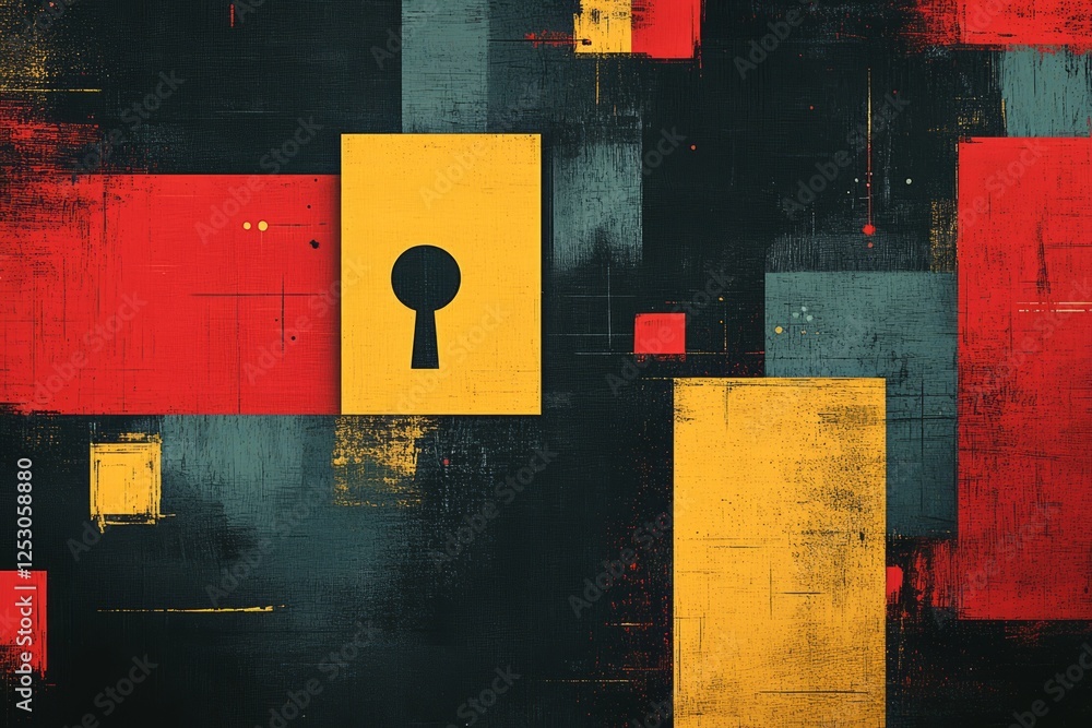 Aufkleber colorful abstract background with a keyhole symbol, representing concepts of security and mystery.