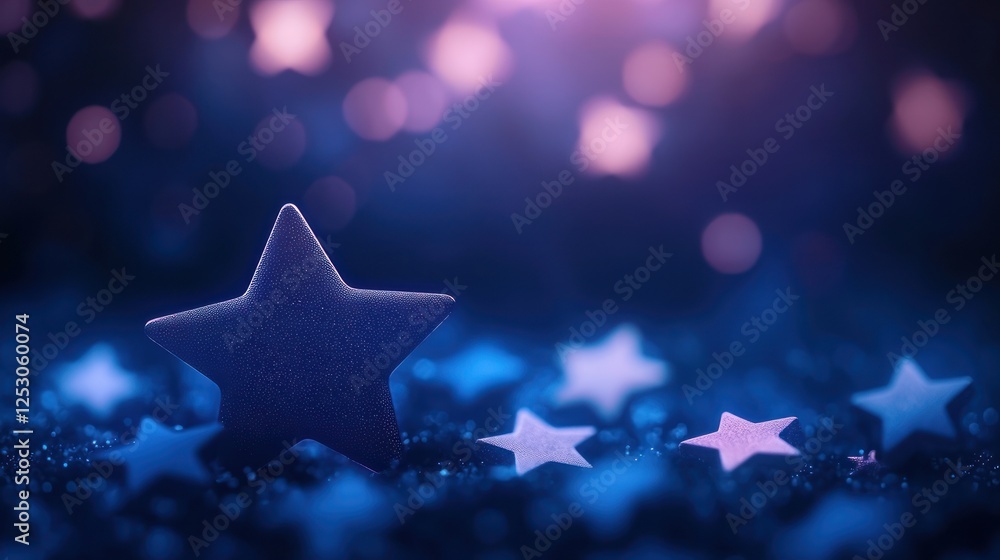 Poster a beautiful display of colorful stars against a dreamy bokeh background, creating a whimsical and ma