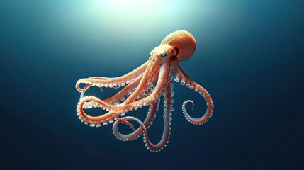 Naklejka premium Pixel Art Octopus Underwater