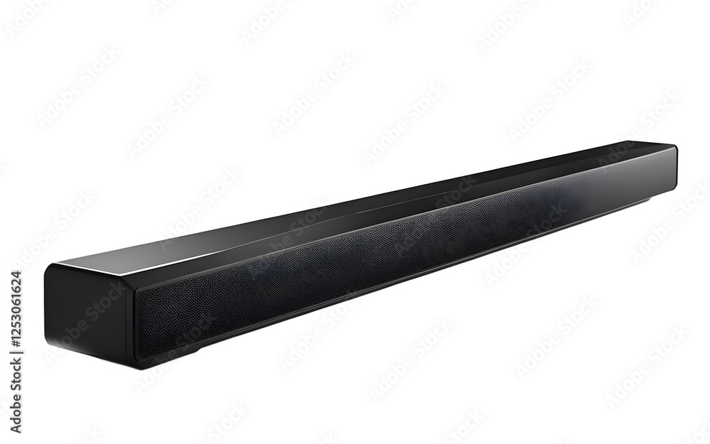 Poster A sleek black soundbar with a minimalist design on a empty plain background