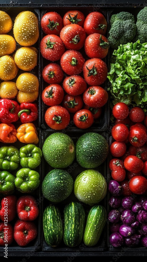 Poster assortment of fresh vegetables displayed in grid pattern
