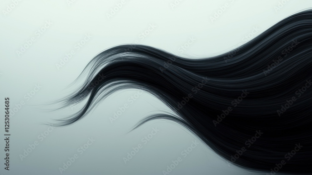 Aufkleber a flowing strand of black hair creates a dynamic and elegant visual on a soft backdrop. this image e