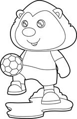 Lion Soccer player Soccer Animal Vector Graphic Art Illustration
