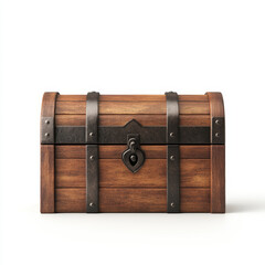 wooden treasure chest with metal accents, perfect for storage or decoration. This chest adds rustic charm to any space, evoking sense of adventure and mystery