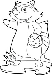 Racoon Soccer player Soccer Animal Vector Graphic Art Illustration