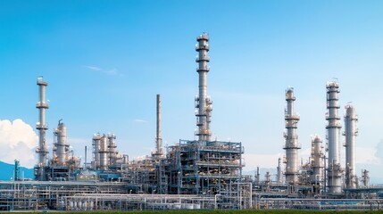 Fototapeta premium Large Oil Refinery Under Bright Sky