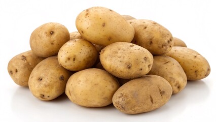 Pile of Fresh Potatoes on White Background