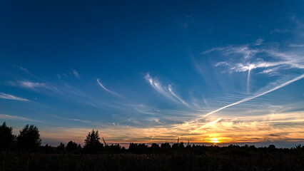 Sky background on sunset. Nature composition. Summer background.
