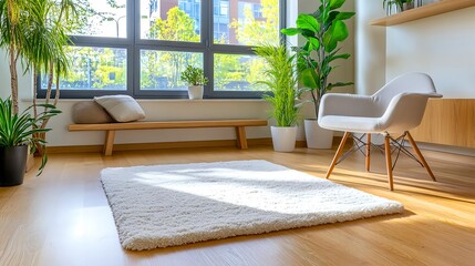 Fototapeta premium Sunny Modern Living Room Interior Design - Minimalist design
