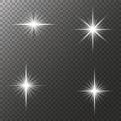 Shimmering Glowing Star Light Effects on Transparent Background