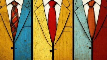 Fototapeta premium Four Colorful Business Suits With Detailed Ties