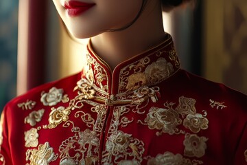 Elegant Woman in Red Qipao