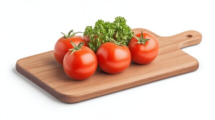 Fresh Cherry Tomatoes On Wooden Cutting Board