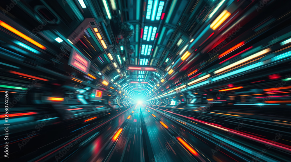 Poster futuristic sci-fi scene, advanced technology and space elements. abstract background with shiny ligh