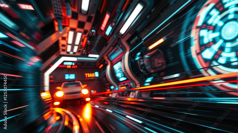 Poster futuristic sci-fi scene, advanced technology and space elements. abstract background with shiny ligh