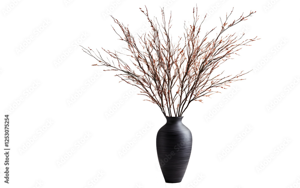 Aufkleber a stylish floor vase filled with tall artificial branches on a empty plain background