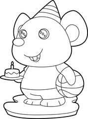 Mouse Birthday Basketball Animal Vector Graphic Art Illustration