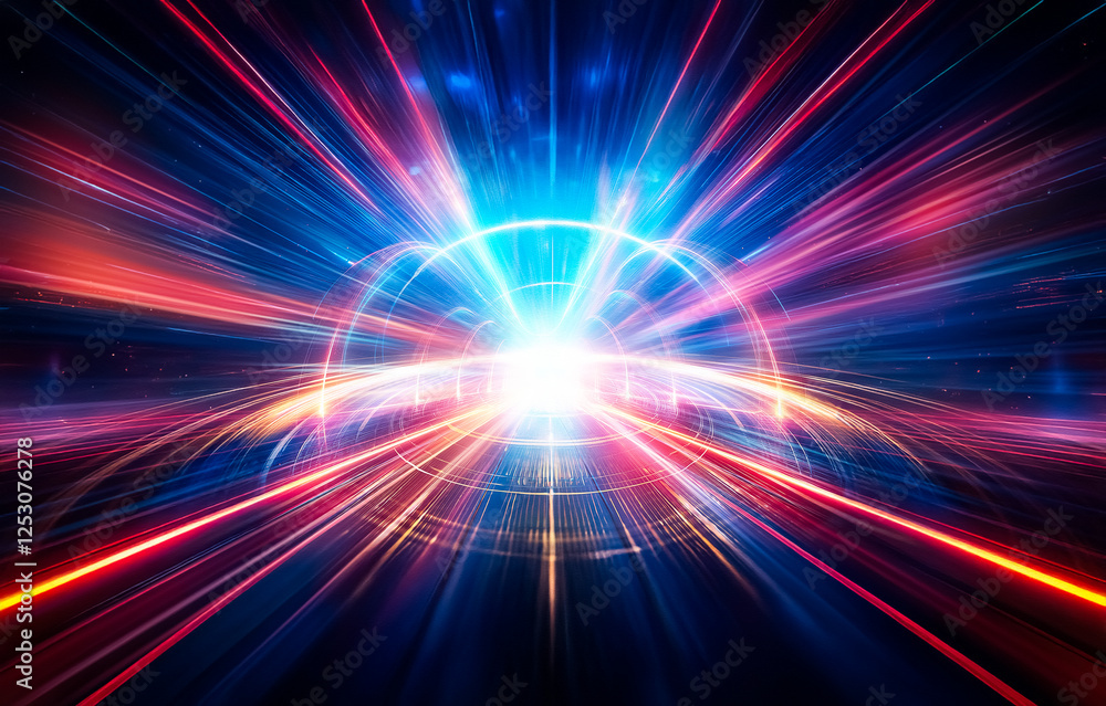 Poster Abstract background with colorful lines emanating from a central point.