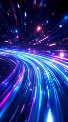 Obraz premium Cyberpunk Speed Tunnel with Glowing Streaks - Made with Generative AI