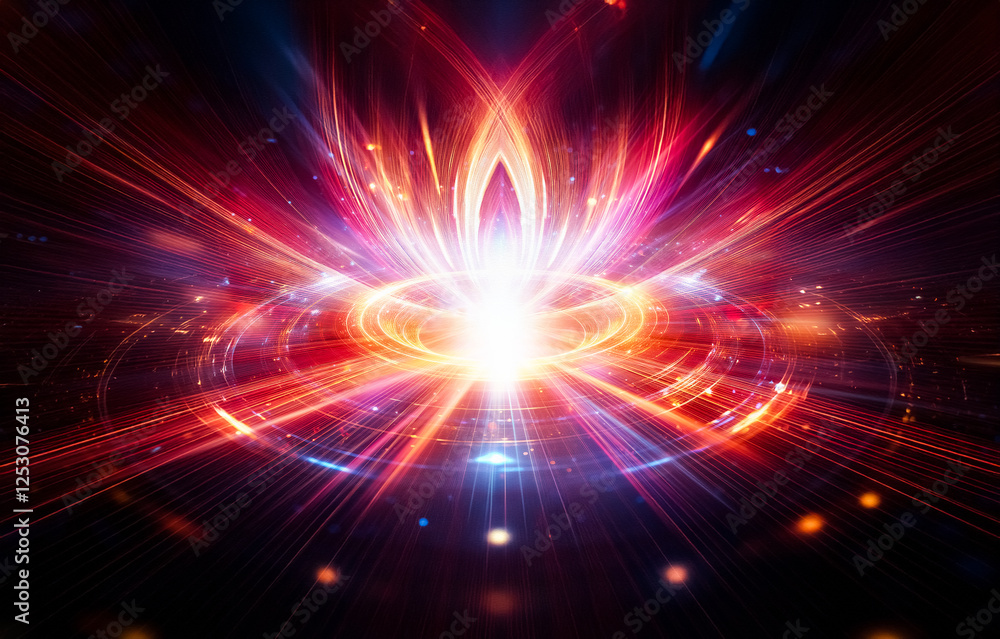 Poster abstract blur of colorful lights radiating out from the center.