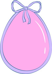 Retro hand-drawn Easter egg with bow