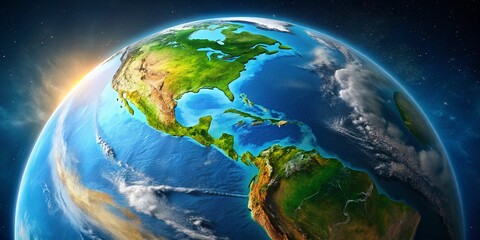 Fototapeta premium Minimalist Earth: North & South America from Space - Daylight View