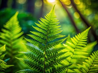 Minimalist Fern Green Leaves & Forest Plants Stock Photo