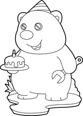 Polar bear Birthday Mechanic Animal Vector Graphic Art Illustration