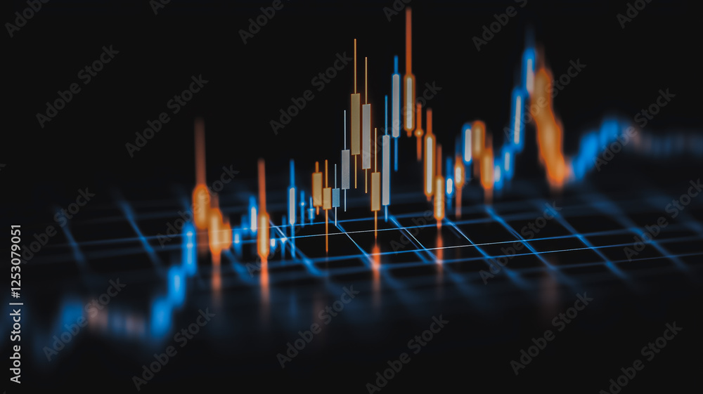 Poster financial growth chart: abstract representation of a dynamic financial market graph showing growth a