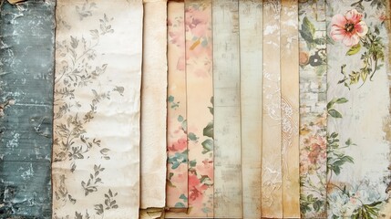 Shabby chic collage canolli, scrapbook paper, old paper, vintage