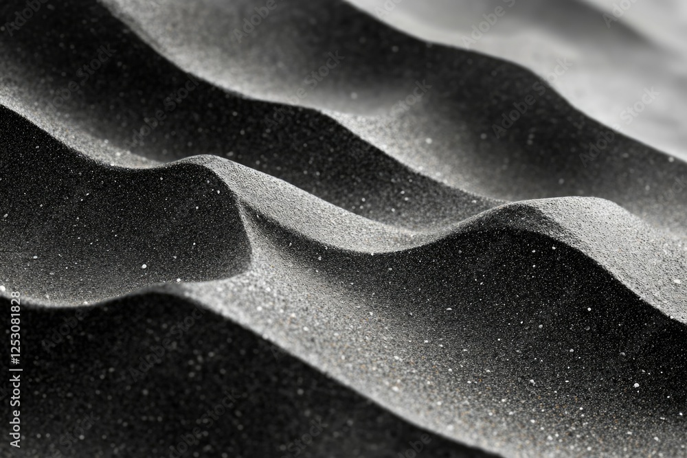 Poster abstract grayscale image of undulating textured surface resembling sand dunes or waves.