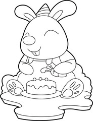 Rabbit Birthday Farmer Animal Vector Graphic Art Illustration