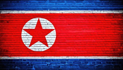 North Korean flag painted on a brick wall showcasing national pride and culture