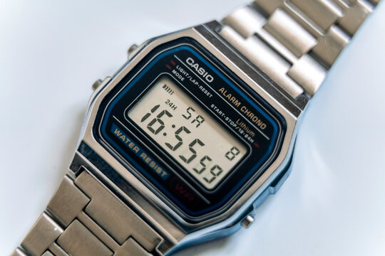 Minsk, Belarus - January 31, 2025: Digital wristwatch Casio