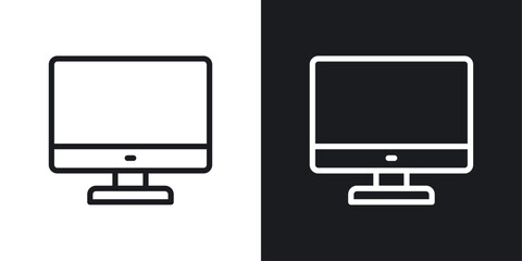 Computer Screen icons in black and white liner strokes for web design.