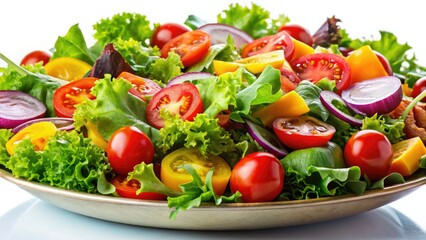 Crisp garden salad, low-light artistry, isolated. Healthy, delicious recipe, perfect for mindful eating.