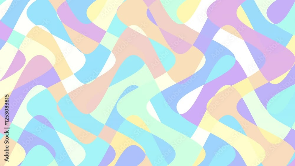 Poster Abstract composition of colorful waves and shapes blending together in a harmonious design with soft pastel tones