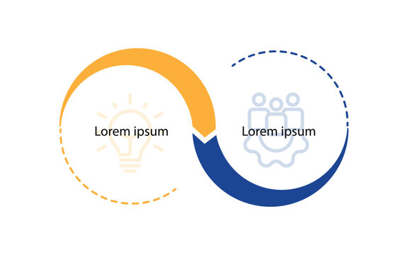 2 step circle infographic template with icons