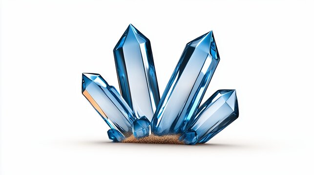 Group Of Blue Crystals On White Background