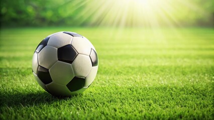Fototapeta premium Field Soccer Ball on Green, grassy terrain, athletic sport, grassy terrain, athletic sport