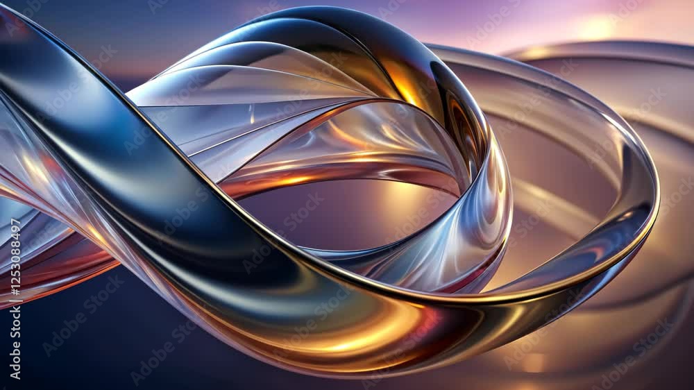 Aufkleber sculptural forms intertwine in a mesmerizing dance of light and color at dusk. generative ai