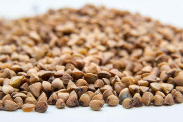 Buckwheat, dry grains, healthy food.
