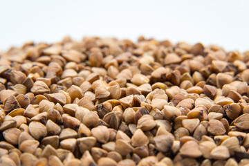 Buckwheat, dry grains, healthy food.
