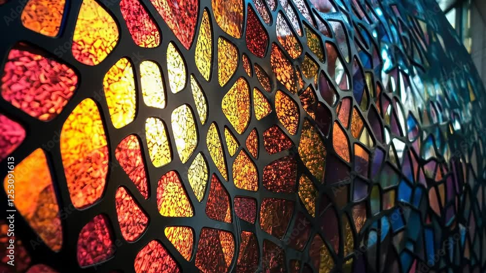 Aufkleber vibrant mosaic captures light and color in a stunning display of artistry within a modern architectu